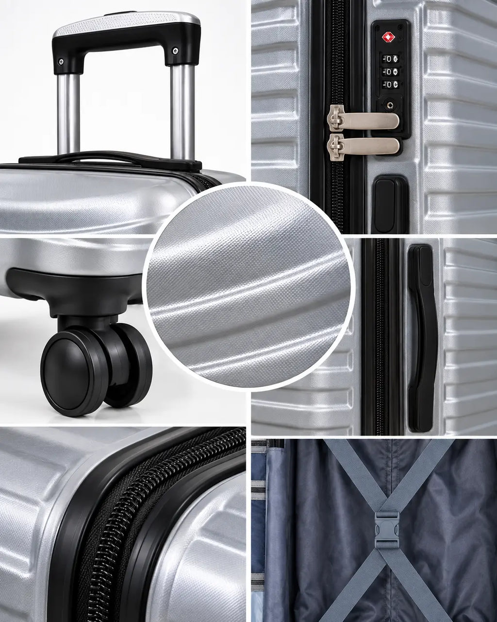 Travelo Wavelight Series Hardside Suitcase – Silver Grey