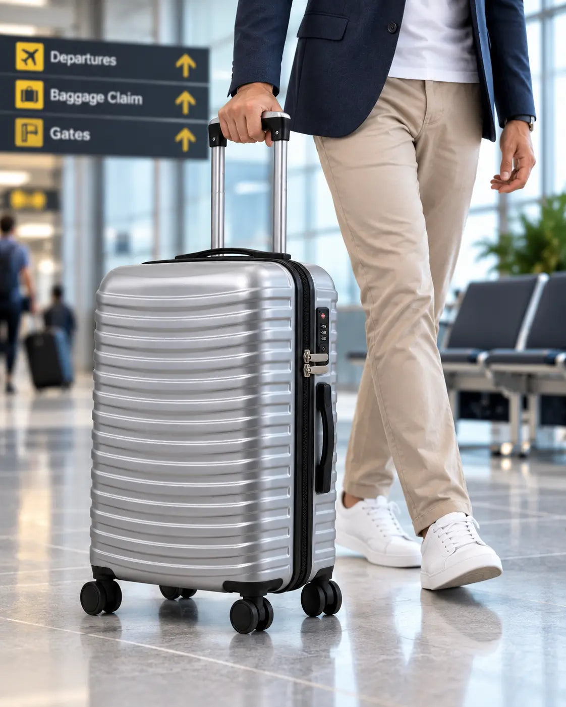 Travelo Wavelight Series Hardside Suitcase – Silver Grey
