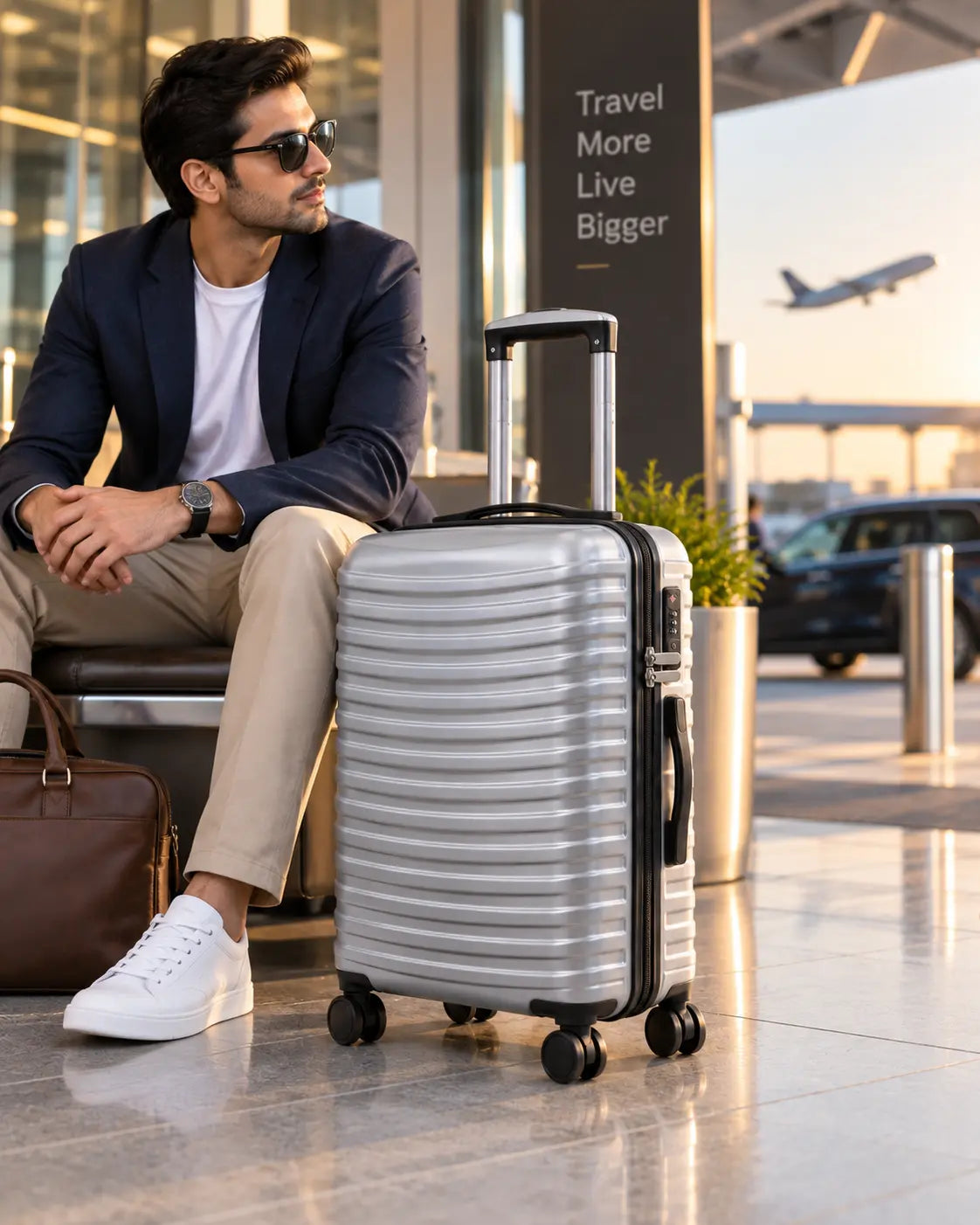 Travelo Wavelight Series Hardside Suitcase – Silver Grey