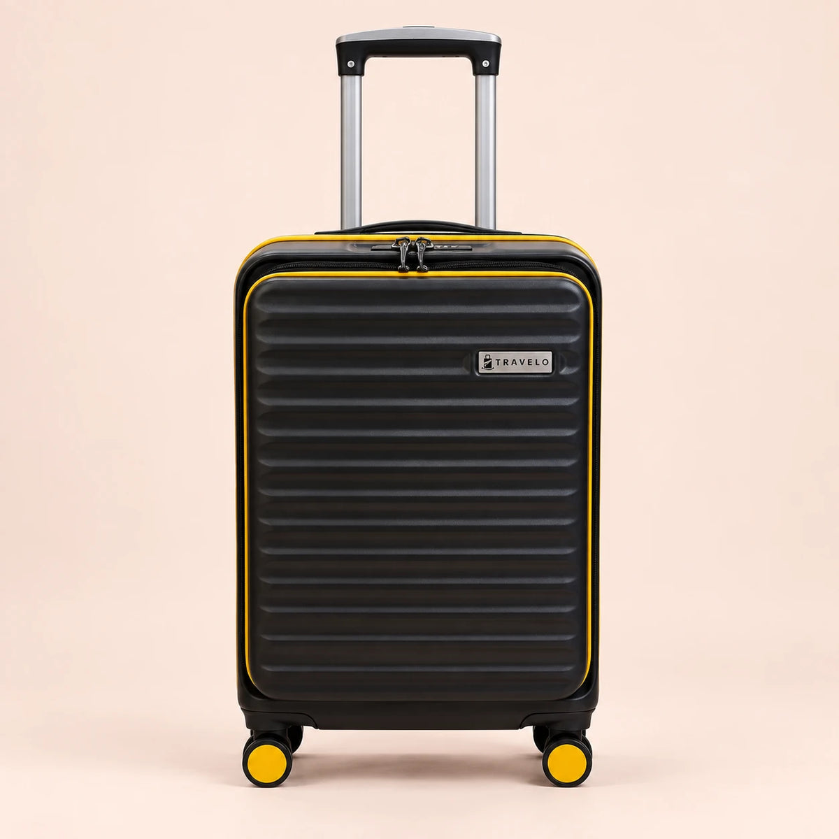 Travelo Alpha Series Hardside Cabin Suitcase – Black Mirage
