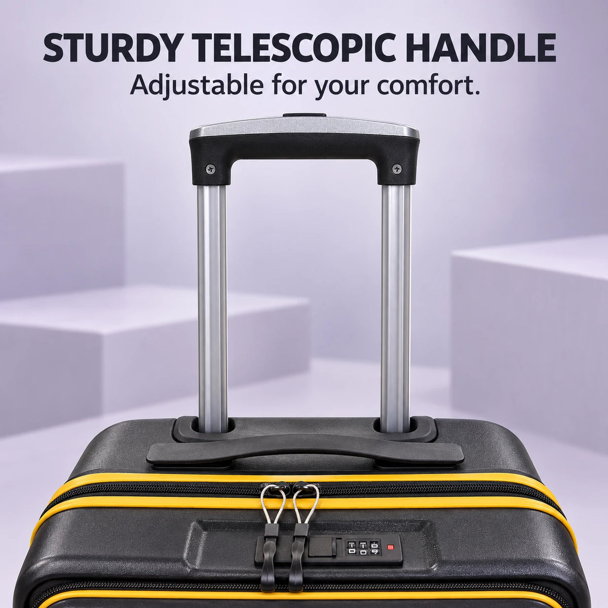 Travelo Alpha Series Hardside Cabin Suitcase – Black Mirage