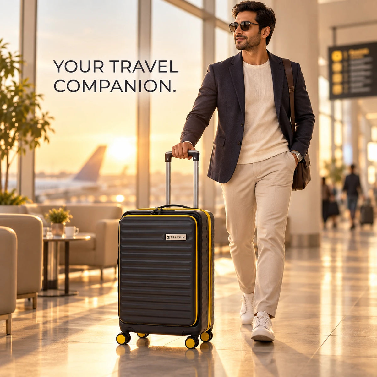 Travelo Alpha Series Hardside Cabin Suitcase – Black Mirage