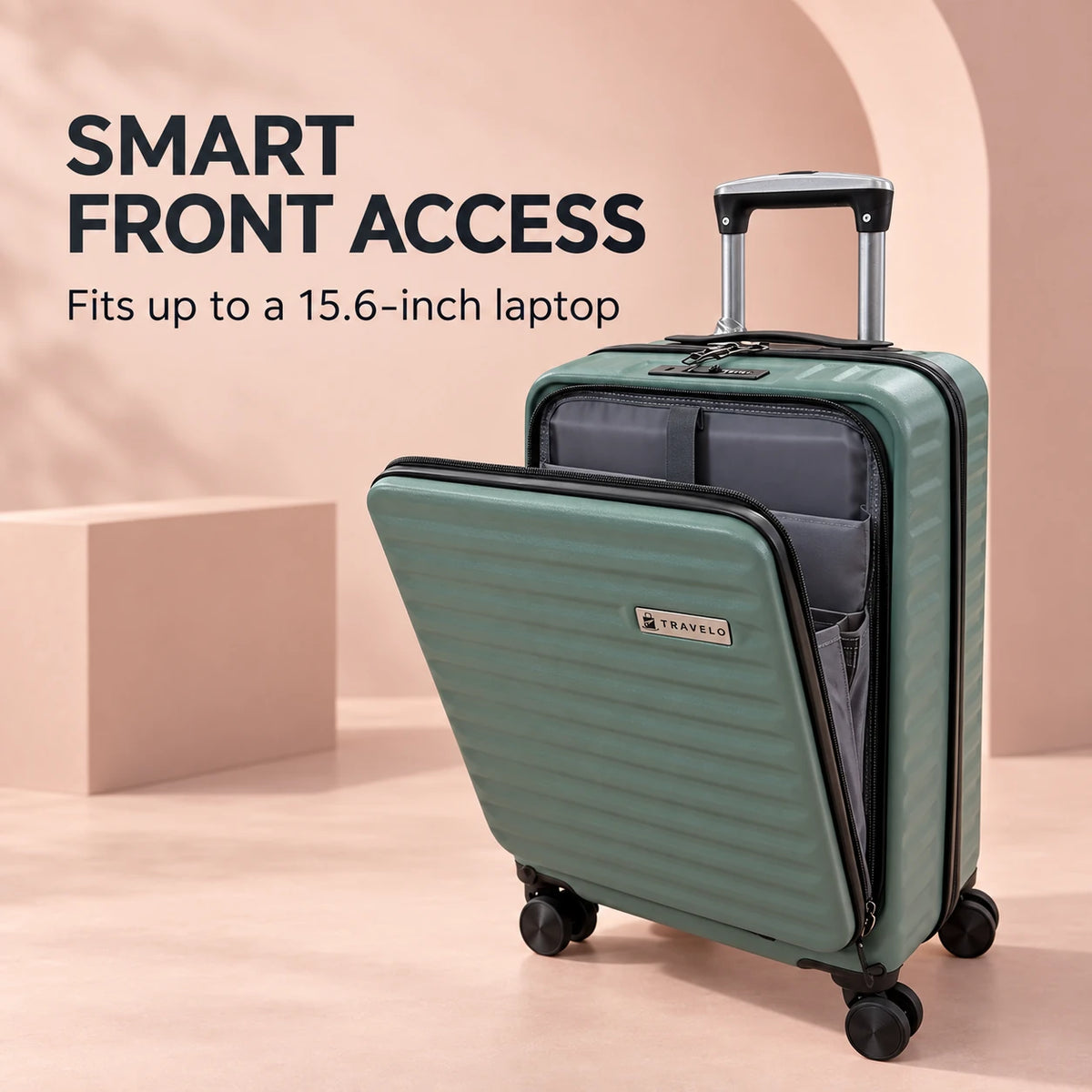 Travelo Alpha Series Hardside Cabin Suitcase – Sage Green