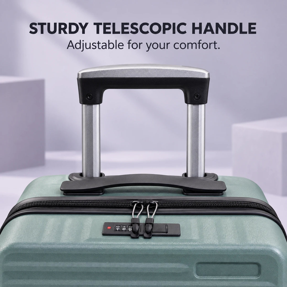 Travelo Alpha Series Hardside Cabin Suitcase – Sage Green