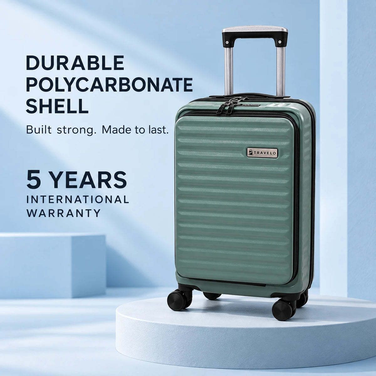 Travelo Alpha Series Hardside Cabin Suitcase – Sage Green