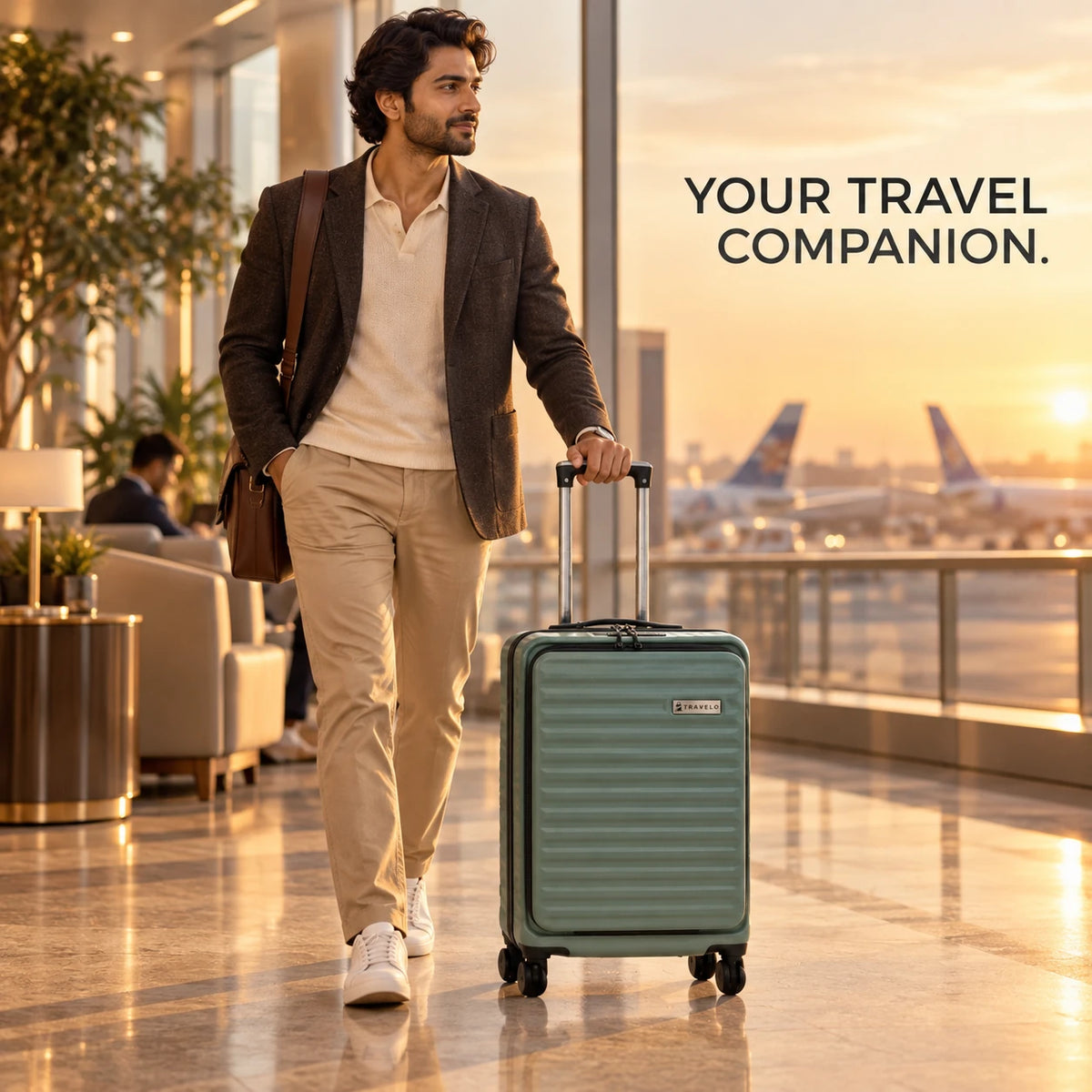 Travelo Alpha Series Hardside Cabin Suitcase – Sage Green