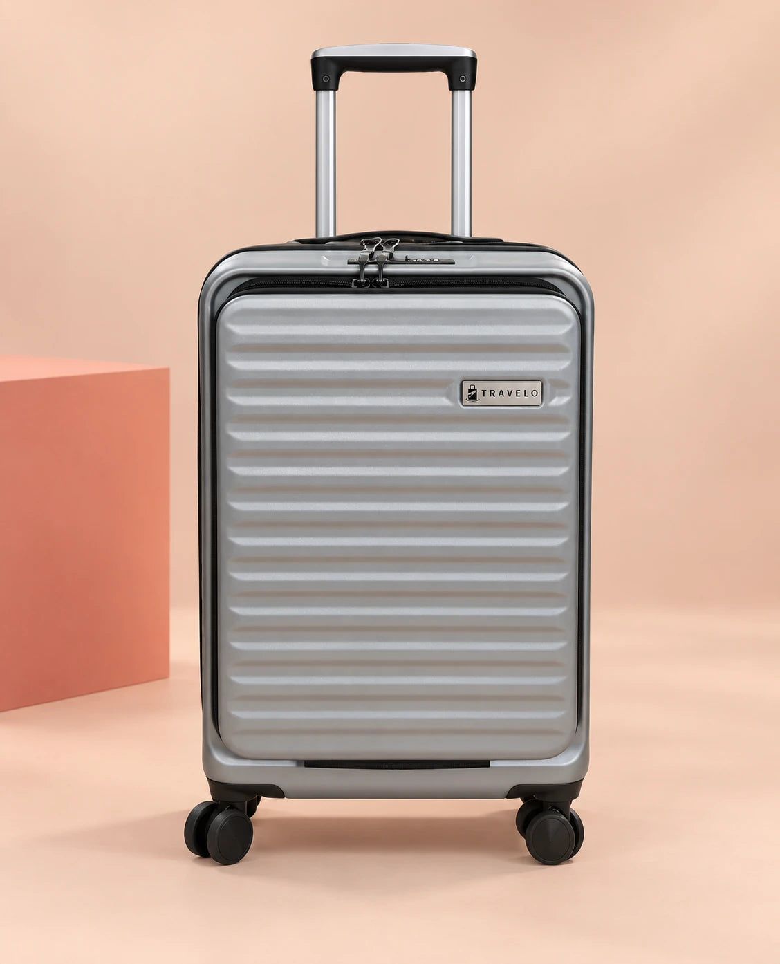 Travelo Alpha Series Hardside Cabin Suitcase – Silver Grey