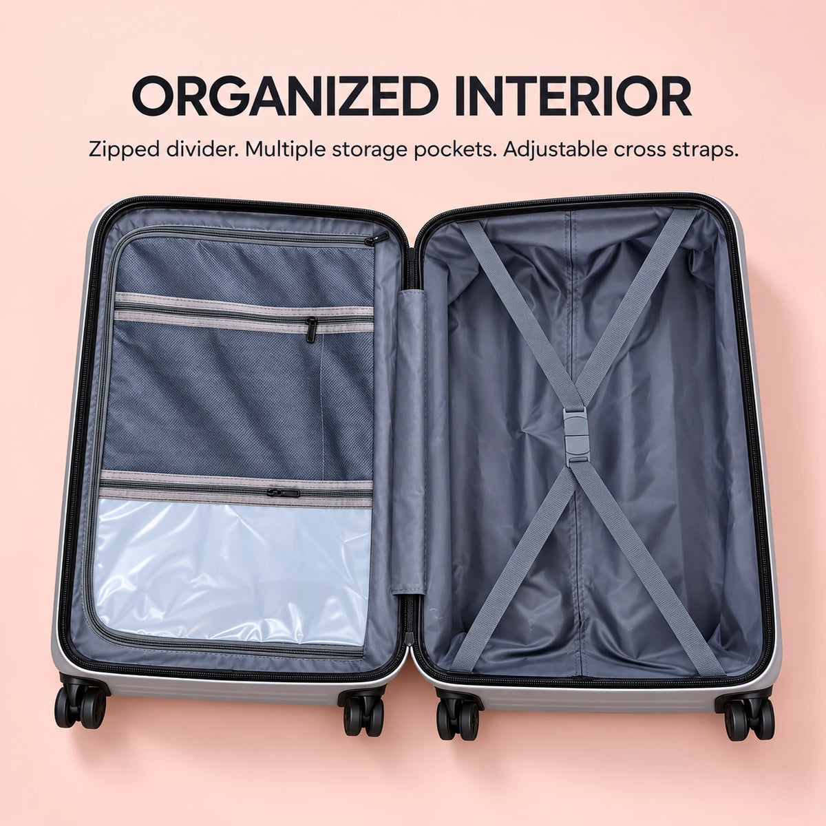 Travelo Alpha Series Hardside Cabin Suitcase – Silver Grey