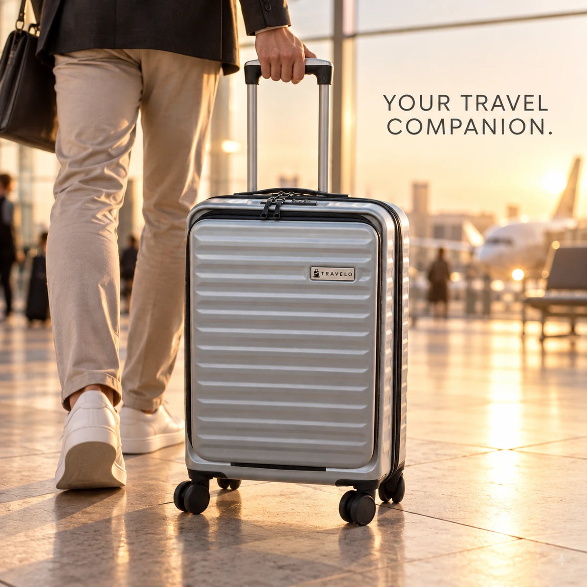 Travelo Alpha Series Hardside Cabin Suitcase – Silver Grey