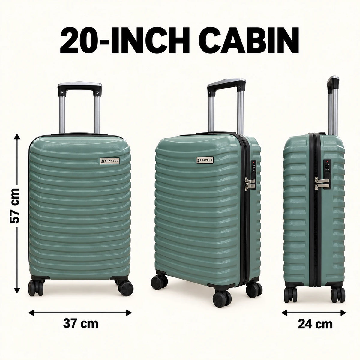 Travelo Wavelight Series Hardside Suitcase – Sage Green