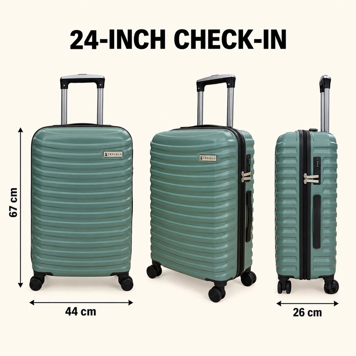 Travelo Wavelight Series Hardside Suitcase – Sage Green