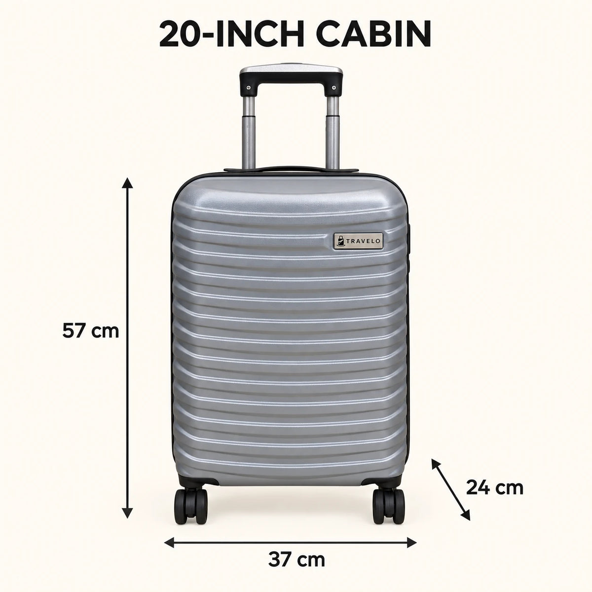Travelo Wavelight Series Hardside Suitcase – Silver Grey